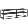 Mueble para TV negro con vidrio negro 140x40x40 cm