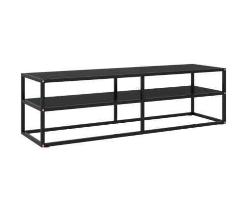 Mueble para TV negro con vidrio negro 140x40x40 cm