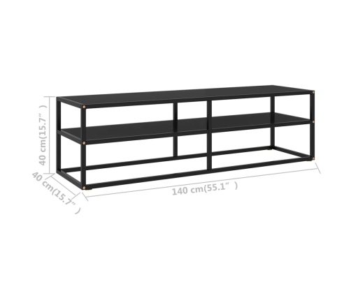 Mueble para TV negro con vidrio negro 140x40x40 cm