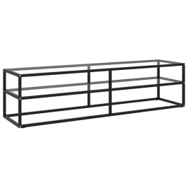 Mueble para TV negro con vidrio templado negro 160x40x40 cm