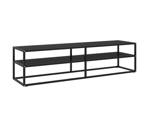 Mueble para TV negro con vidrio negro 160x40x40 cm