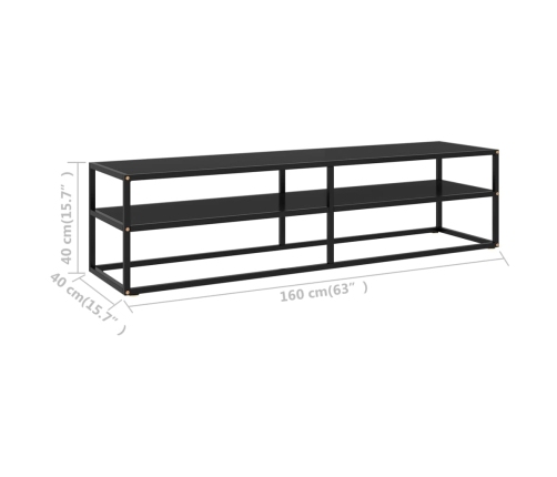 Mueble para TV negro con vidrio negro 160x40x40 cm