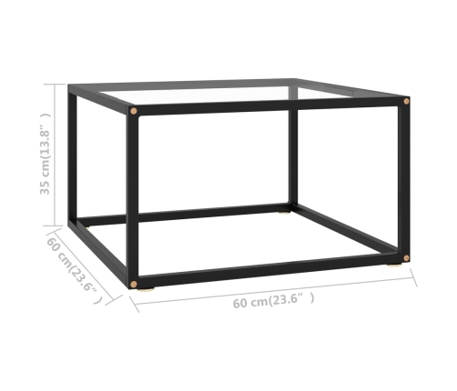 Mesa de centro con vidrio templado negro 60x60x35 cm