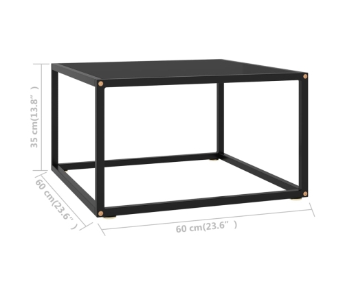 Mesa de centro negra con vidrio negro 60x60x35 cm