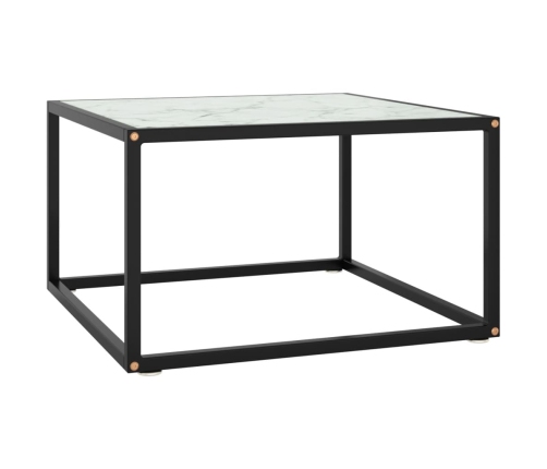 Mesa de centro negra con vidrio de mármol blanco 60x60x35 cm