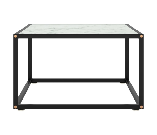 Mesa de centro negra con vidrio de mármol blanco 60x60x35 cm