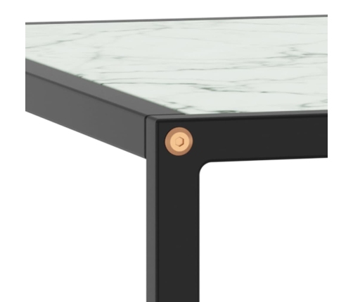 Mesa de centro negra con vidrio de mármol blanco 60x60x35 cm