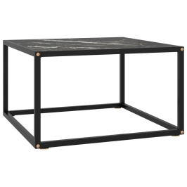 Mesa de centro negra con vidrio de mármol negro 60x60x35 cm