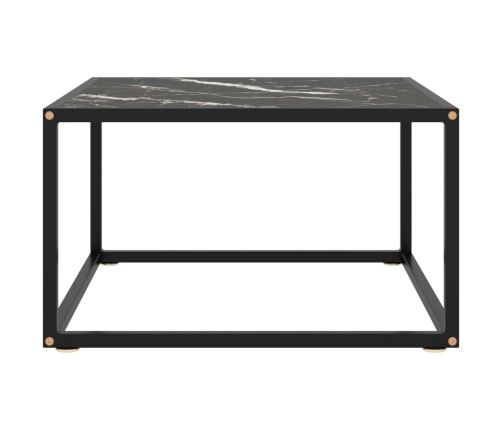 Mesa de centro negra con vidrio de mármol negro 60x60x35 cm