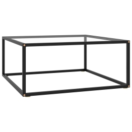 Mesa de centro negra con vidrio templado 80x80x35 cm