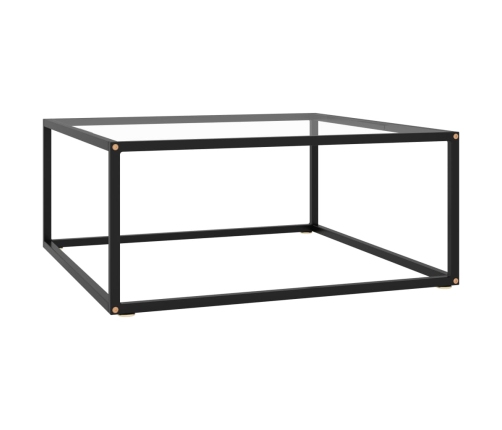 Mesa de centro negra con vidrio templado 80x80x35 cm