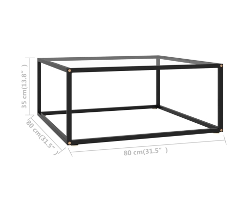 Mesa de centro negra con vidrio templado 80x80x35 cm