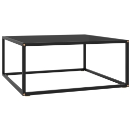 Mesa de centro negra con vidrio negro 80x80x35 cm