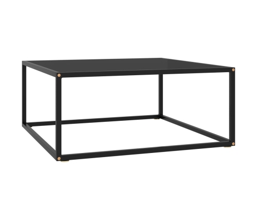 Mesa de centro negra con vidrio negro 80x80x35 cm