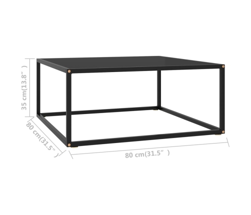 Mesa de centro negra con vidrio negro 80x80x35 cm