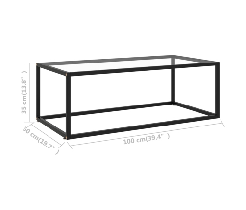 Mesa de centro negra con vidrio templado 100x50x35 cm