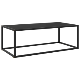 Mesa de centro negra con vidrio negro 100x50x35 cm