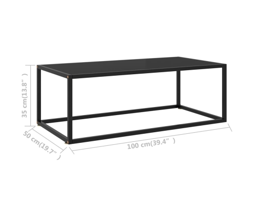 Mesa de centro negra con vidrio negro 100x50x35 cm