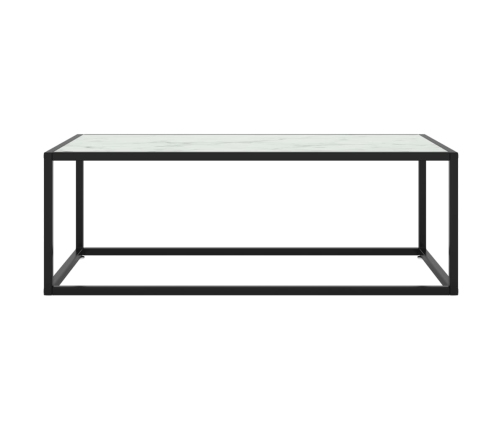 Mesa de centro negra con vidrio de mármol blanco 100x50x35 cm