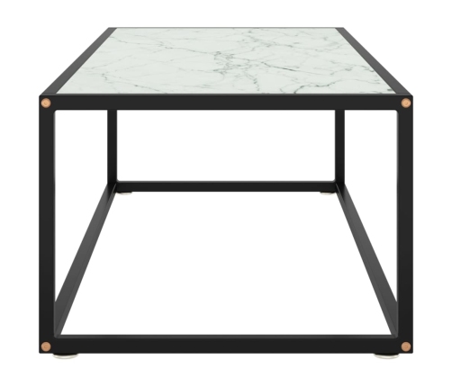 Mesa de centro negra con vidrio de mármol blanco 100x50x35 cm