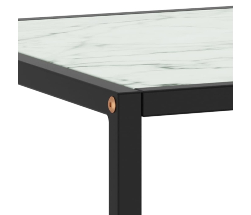 Mesa de centro negra con vidrio de mármol blanco 100x50x35 cm