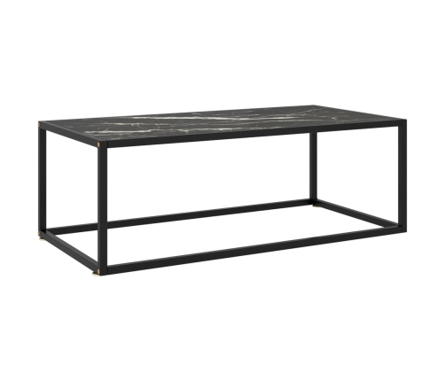 Mesa de centro negra con vidrio de mármol negro 100x50x35 cm