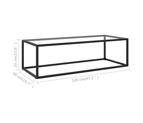 Mesa de centro negra con vidrio templado 120x50x35 cm