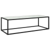 Mesa de centro negra con vidrio de mármol blanco 120x50x35 cm