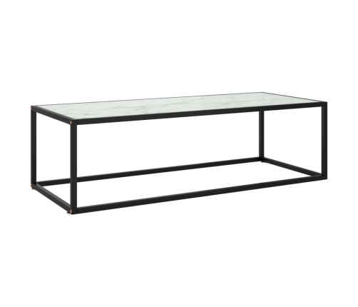 Mesa de centro negra con vidrio de mármol blanco 120x50x35 cm