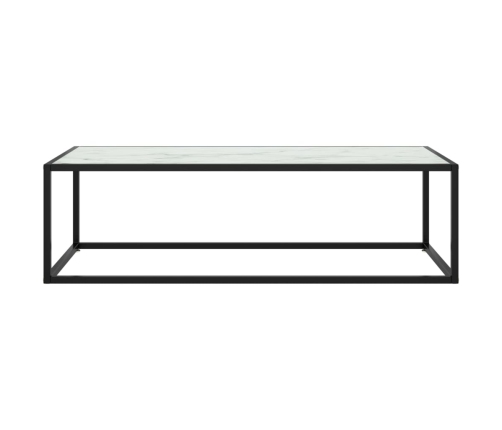 Mesa de centro negra con vidrio de mármol blanco 120x50x35 cm