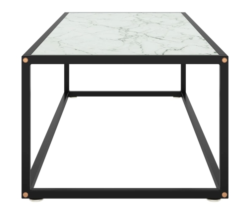 Mesa de centro negra con vidrio de mármol blanco 120x50x35 cm