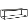 vidaXL Mesa de centro negra con vidrio de mármol negro 120x50x35 cm