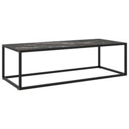 Mesa de centro negra con vidrio de mármol negro 120x50x35 cm