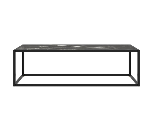 vidaXL Mesa de centro negra con vidrio de mármol negro 120x50x35 cm