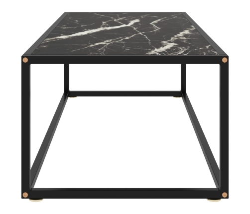 vidaXL Mesa de centro negra con vidrio de mármol negro 120x50x35 cm