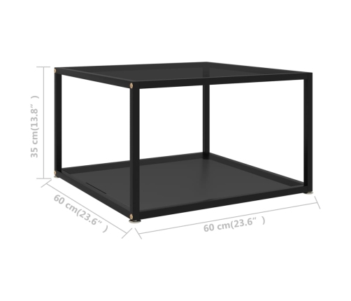 Mesa de centro negra vidrio templado 60x60x35 cm