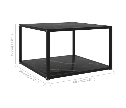 vidaXL Mesa de centro negra vidrio templado 60x60x35 cm