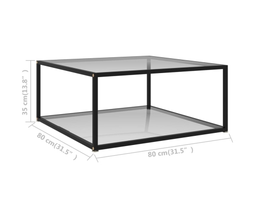 Mesa de centro vidrio templado transparente 80x80x35 cm