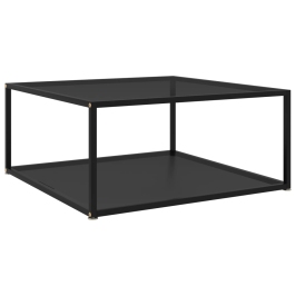 Mesa de centro vidrio templado negro 60x60x35 cm