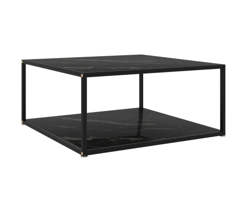 Mesa de centro negra vidrio templado 80x80x35 cm