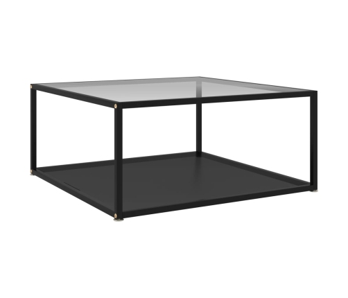 Mesa de centro vidrio templado transparente y negro 80x80x35 cm