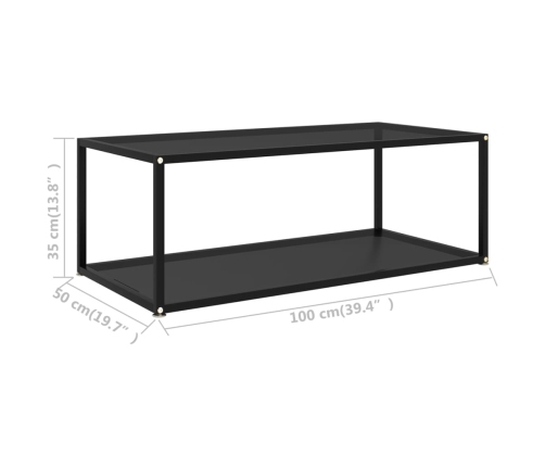 Mesa de centro vidrio templado negro 100x50x35 cm