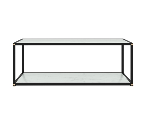 vidaXL Mesa de centro vidrio templado blanco 100x50x35 cm