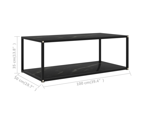 Mesa de centro vidrio templado negro 100x50x35 cm