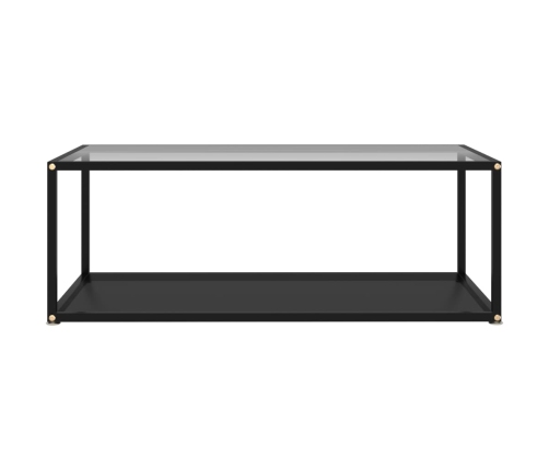 Mesa de centro vidrio templado transparente negro 100x50x35 cm