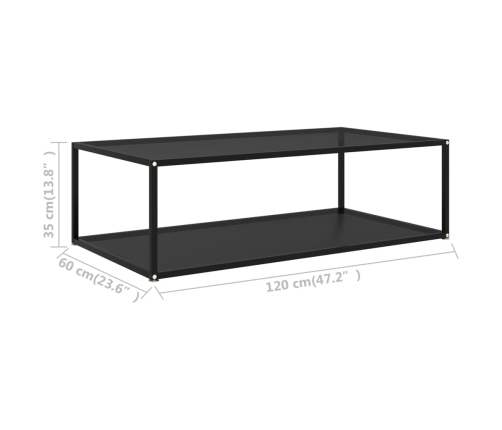 vidaXL Mesa de centro vidrio templado negro 120x60x35 cm