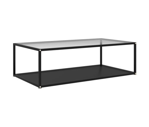 Mesa de centro vidrio templado transparente negro 120x60x35 cm