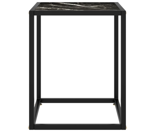 Mesa de centro negra con vidrio de mármol negro 40x40x50 cm