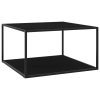 Mesa de centro negra con vidrio negro 90x90x50 cm