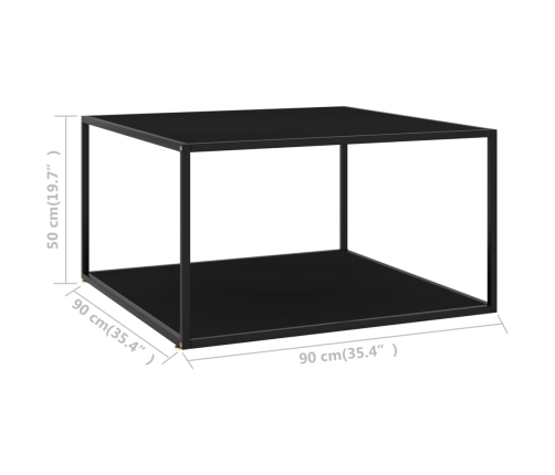 Mesa de centro negra con vidrio negro 90x90x50 cm